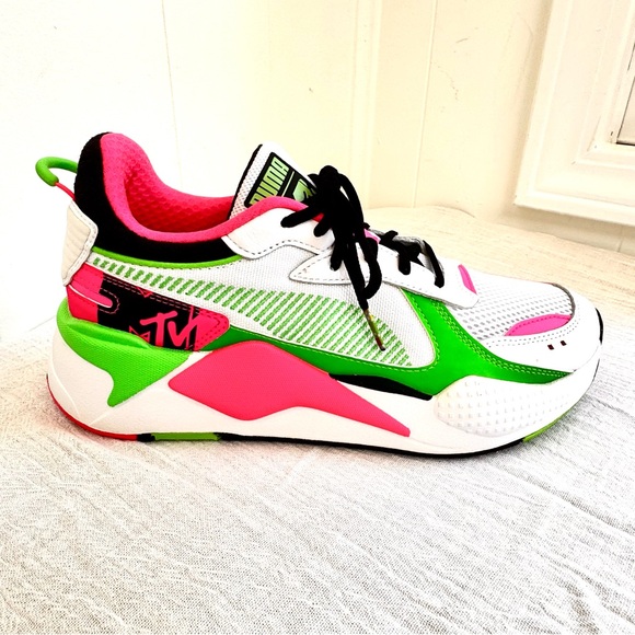 Puma Other - PUMA MTV x RS-X Tracks Bold 80s style 370408-01 8 EUC Neon Pink Green Pumas